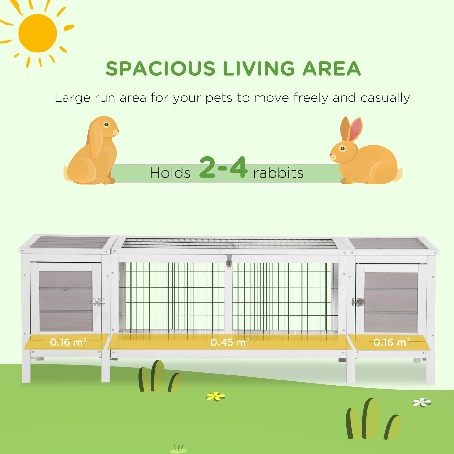 Rabbit Hutch 161cm - Separable Guinea Pig Cage with Run & Slide - Out Tray - The Best For Pets