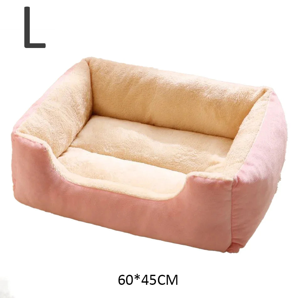 Comfy Plush Puppy Bed – Washable Cushion Basket for Dogs & Cats