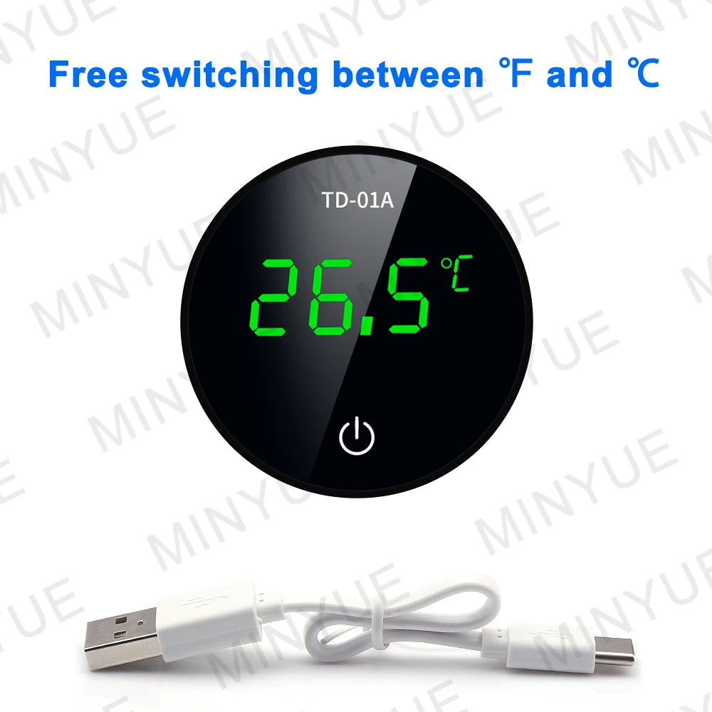 LCD Digital Aquarium Thermometer – Type-C Charging, High Precision -9.9-50℃