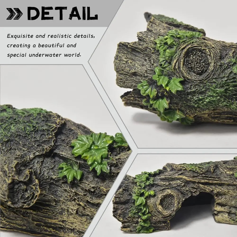 Hollow Tree Tunnel Ornament – Aquarium Cave Shelter for Fish & Reptiles