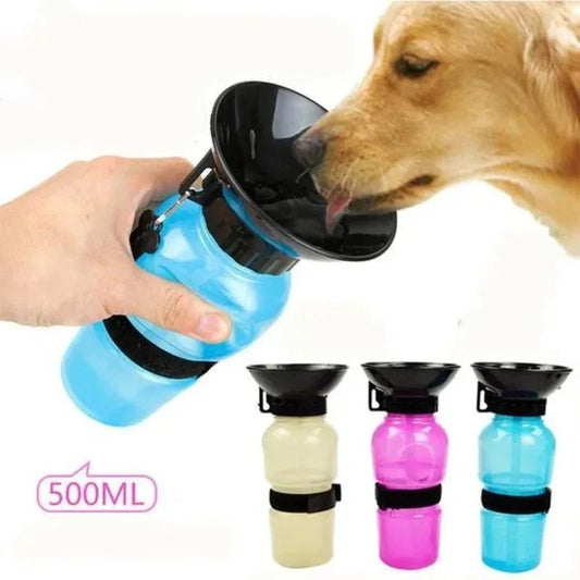 Portable Dog Water Bottle 500ml - Travel Drinking Bowl for Dogs & Cats - The Best For Pets