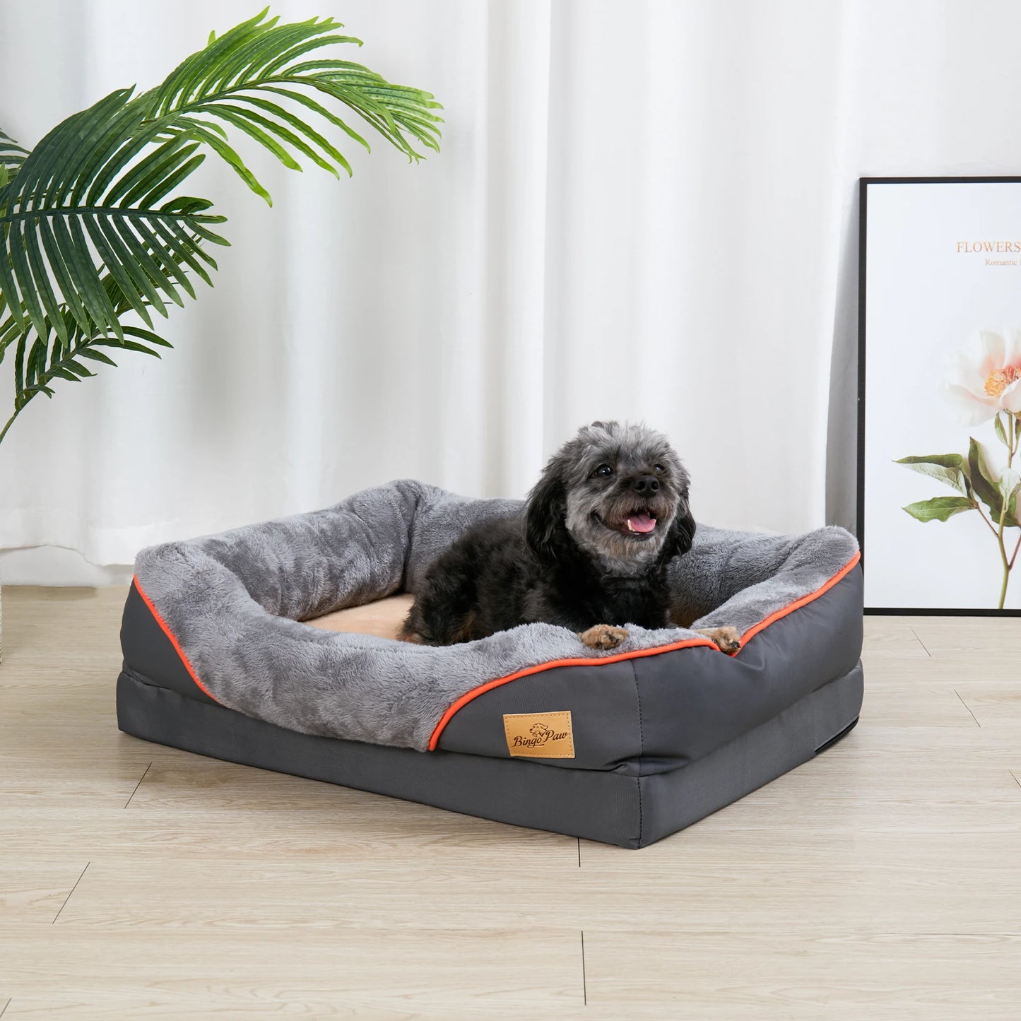 Orthopedic Dog Bed – Super Soft Pet Sleeping Mat with Foam Support, Bolster & Removable Cover | Sizes L–3XL