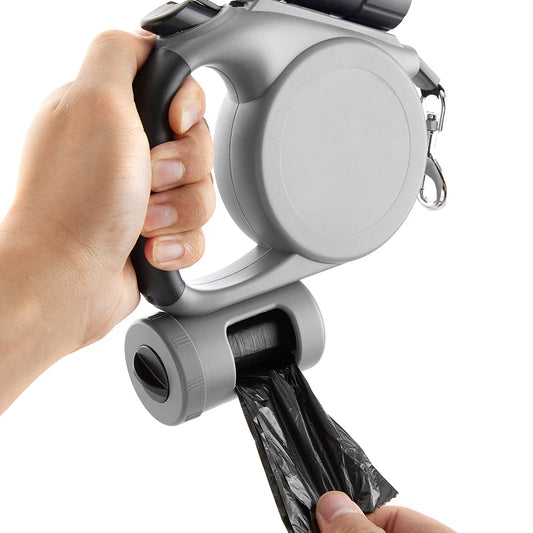 5m Retractable Dog Leash – Automatic Dog Lead with LED Flashlight & Waste Bag Dispenser