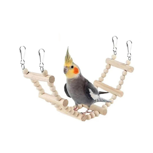 8 - Piece Bird Toy Set - Wooden Swing, Chewing & Hanging Toys for Parakeets - The Best For Pets