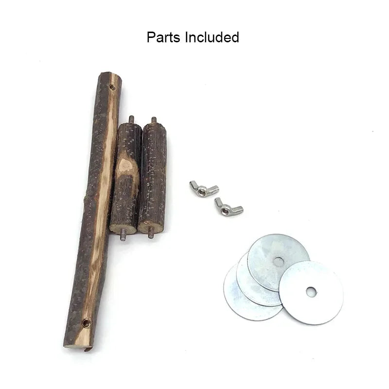 Natural Wood Branch Stand – Chew Toy Perch for Parrots, Hamsters & Birds