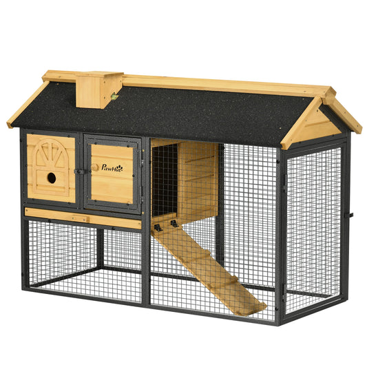 Rabbit Hutch 120cm - Outdoor Bunny Cage with Run & Removable Tray - The Best For Pets