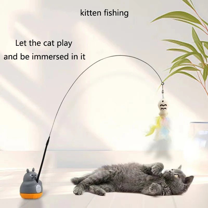 Cat Feather Wand Toy – Interactive Rotating Fishing Stick for Kittens and Cats - The Best For Pets