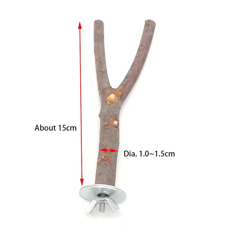 Natural Wood Branch Stand – Chew Toy Perch for Parrots, Hamsters & Birds