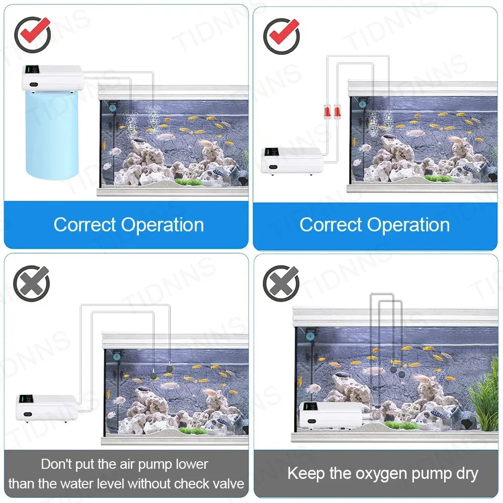 Portable USB Oxygen Pump – Dual-Use Aquarium Air Pump, Silent, 6000mAh Battery
