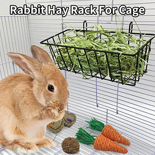 Rabbit Hay Feeder Rack – Grass Frame & Food Bowl for Small Pets