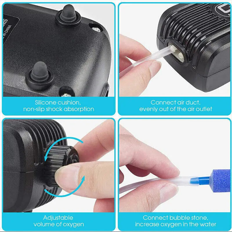 Aquarium Fish Tank Air Silent Twin Outlet Vae Trcal Marine Oxygen Pump
