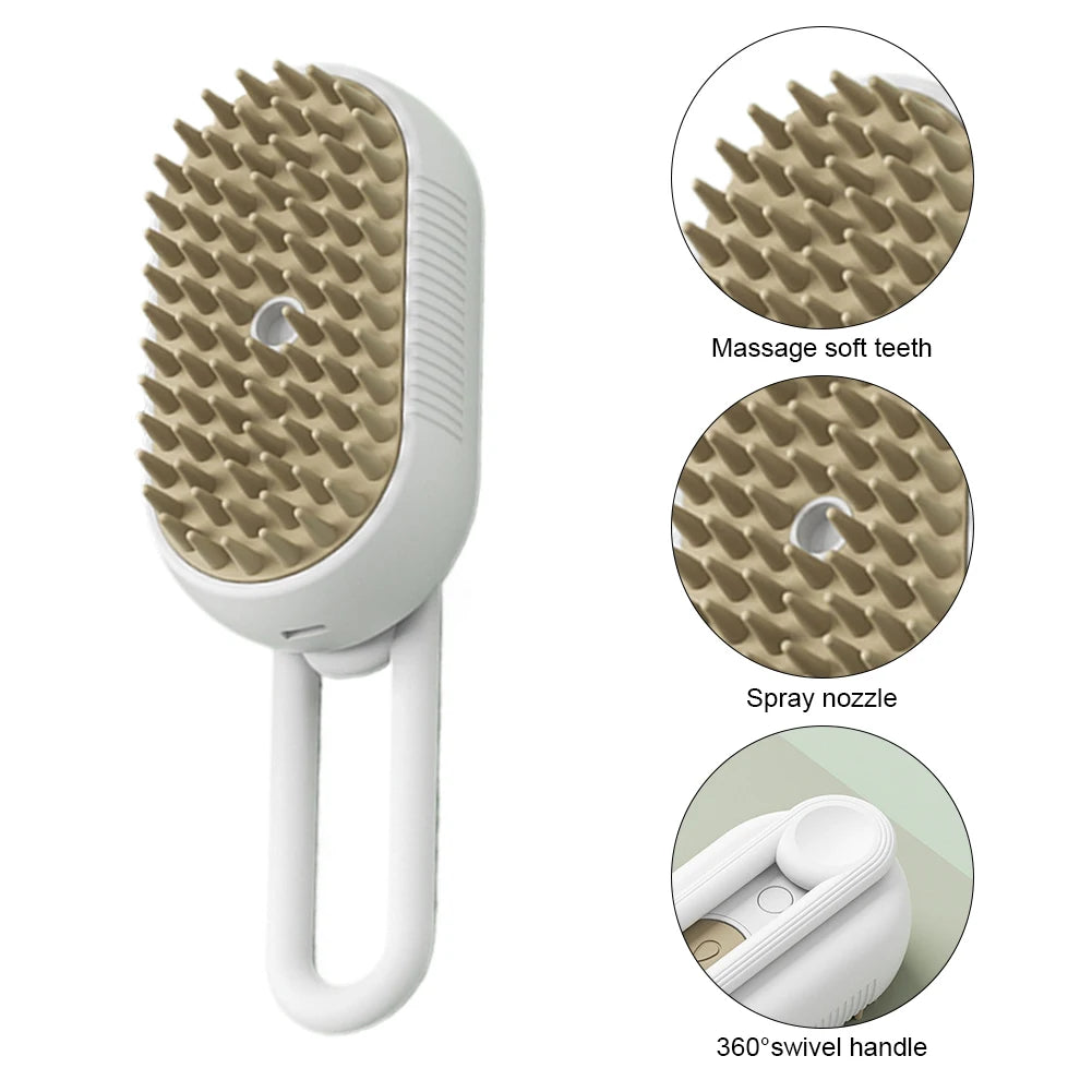 3-in-1 Pet Grooming Brush – Electric Hair Remover with Steam & Massage
