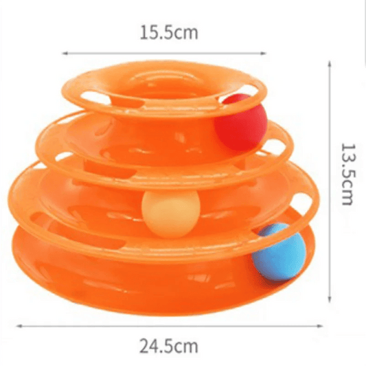 3 - Layer Cat Ball Tower – Interactive Turntable Track Toy for Fun and Exercise - The Best For Pets