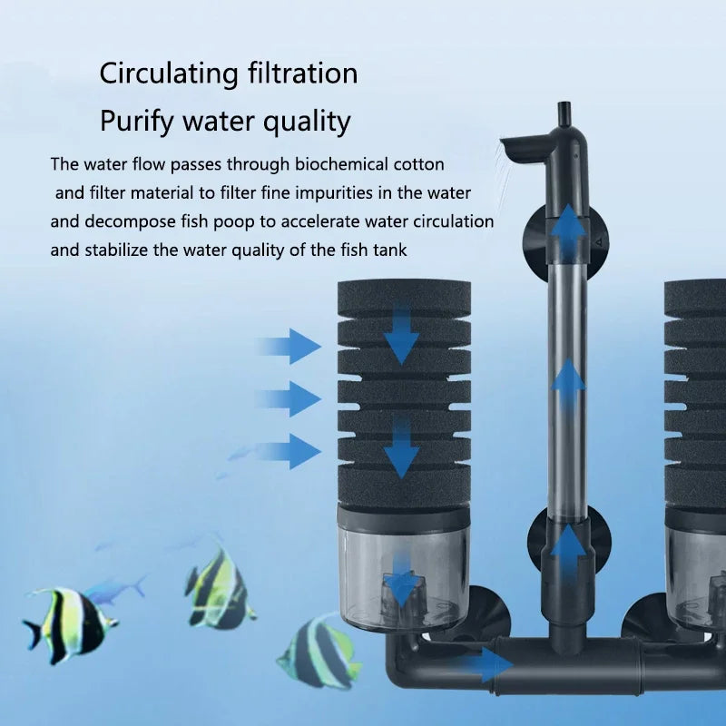 Aquarium Bio Sponge Filter – Air-Powered Skimmer & Water Cleaner