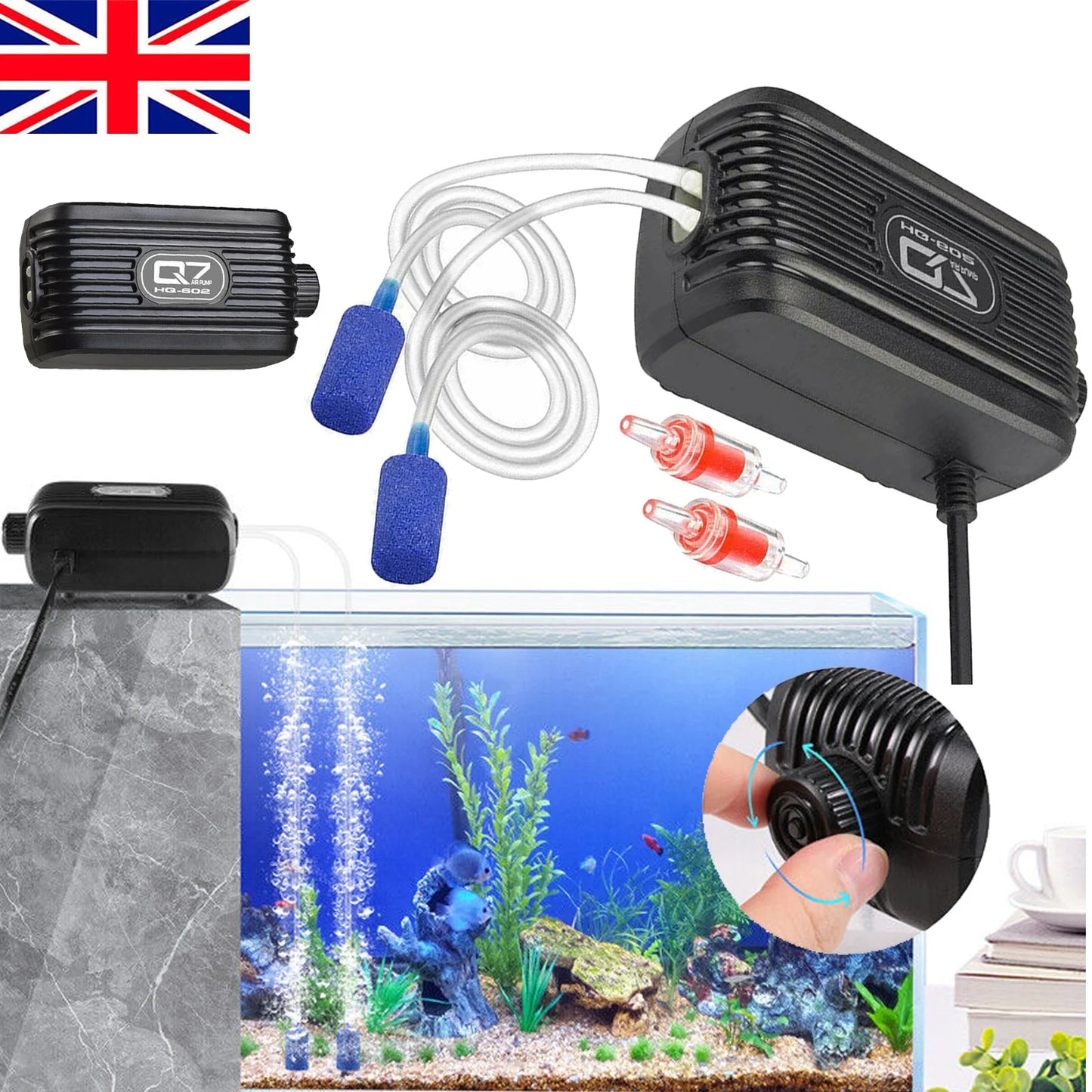 Aquarium Fish Tank Air Silent Twin Outlet Vae Trcal Marine Oxygen Pump
