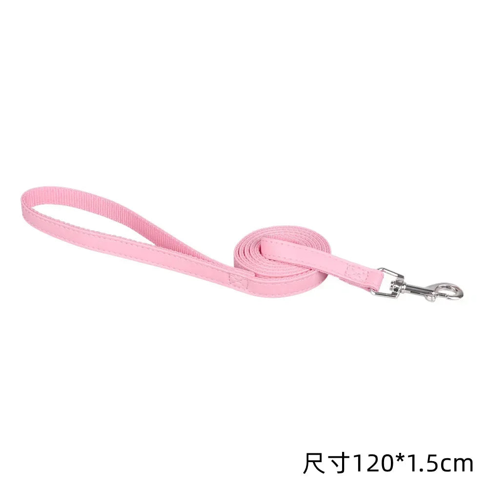 120cm PU Leather Dog Leash – Padded Nylon Lead for Dogs & Cats