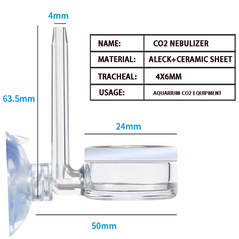 Nano CO2 Diffuser – Transparent Aquarium CO2 Regulator & Valve