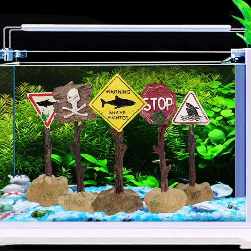 Warning Signs Ornament – Aquarium Decoration & Fish Tank Background