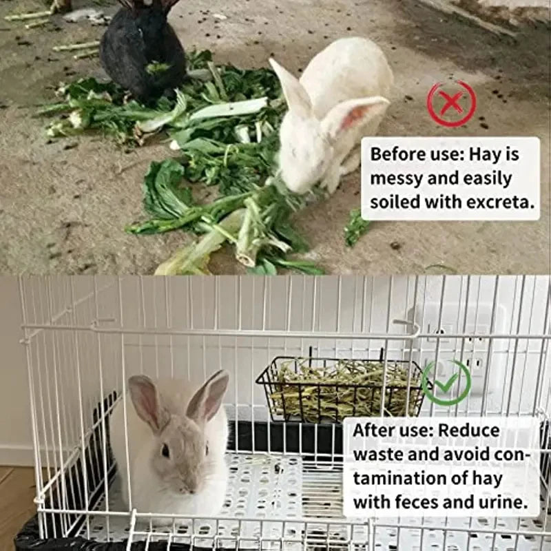 Rabbit Hay Feeder Rack – Grass Frame & Food Bowl for Small Pets