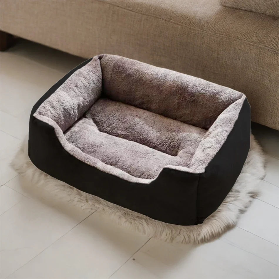 Comfy Plush Puppy Bed – Washable Cushion Basket for Dogs & Cats