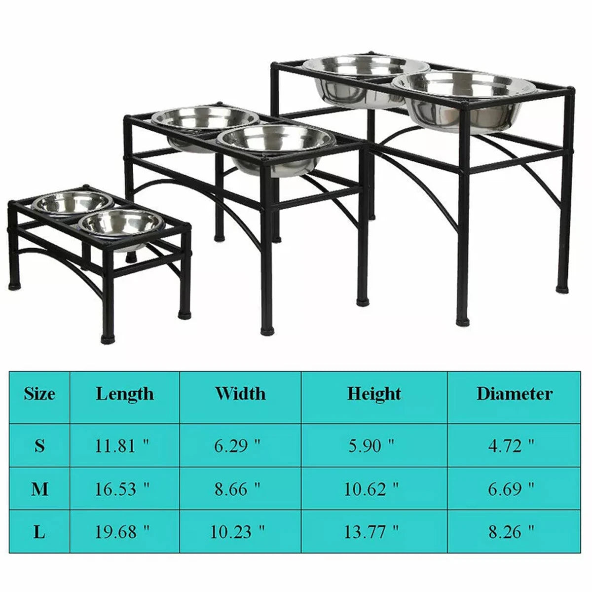 Raised Pet Feeder – Elevated Double Stainless Steel Bowls for Dogs & Cats