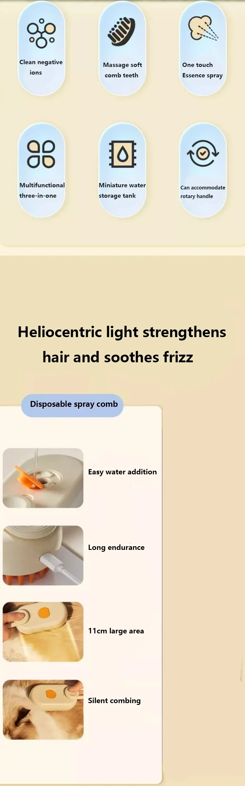 Pet Grooming Mist Spray Comb – Dematting Brush & Hair Remover for Dogs & Cats