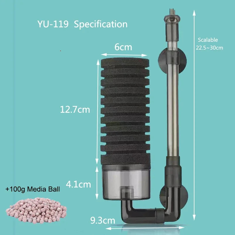 Aquarium Bio Sponge Filter – Air-Powered Skimmer & Water Cleaner