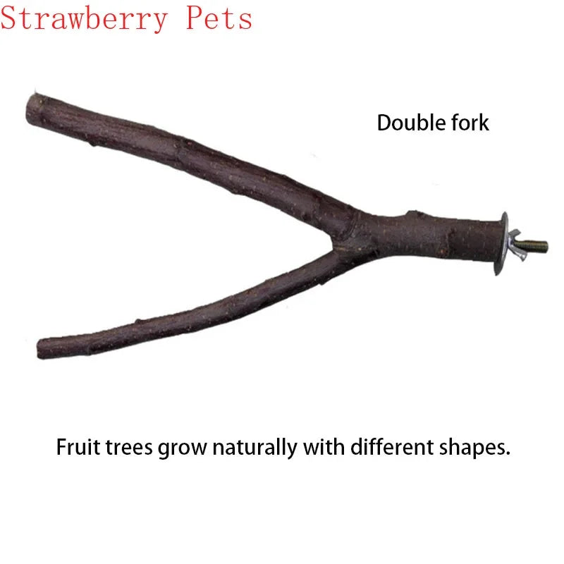 Natural Wood Branch Stand – Chew Toy Perch for Parrots, Hamsters & Birds