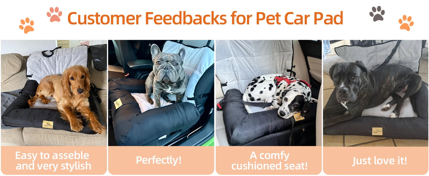 Portable Dog Car Seat – Travel Bed with Safety Belt | Waterproof Pet Booster & Cushion