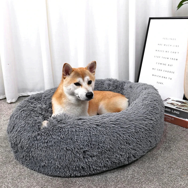 Warm Donut Pet Bed – Plush, Machine-Washable Dog & Cat Sleeping Nest