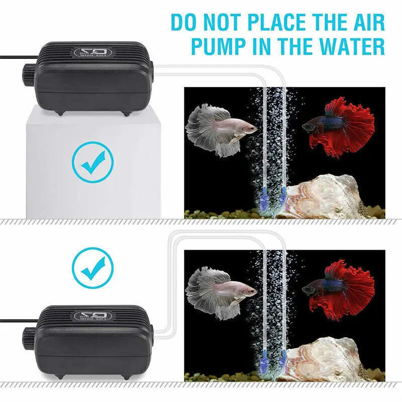 Aquarium Fish Tank Air Silent Twin Outlet Vae Trcal Marine Oxygen Pump