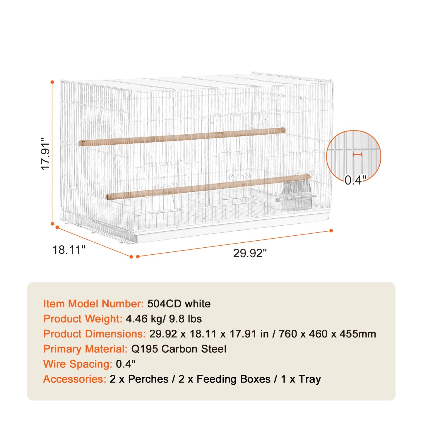 Stackable Flight Bird Cage – Divided Travel Cage with Handle & Perch for Birds