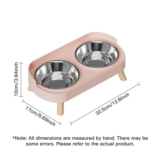 Elevated Double Dog Bowl - Stainless Steel & Ceramic Feeder for Dogs & Cats - The Best For Pets