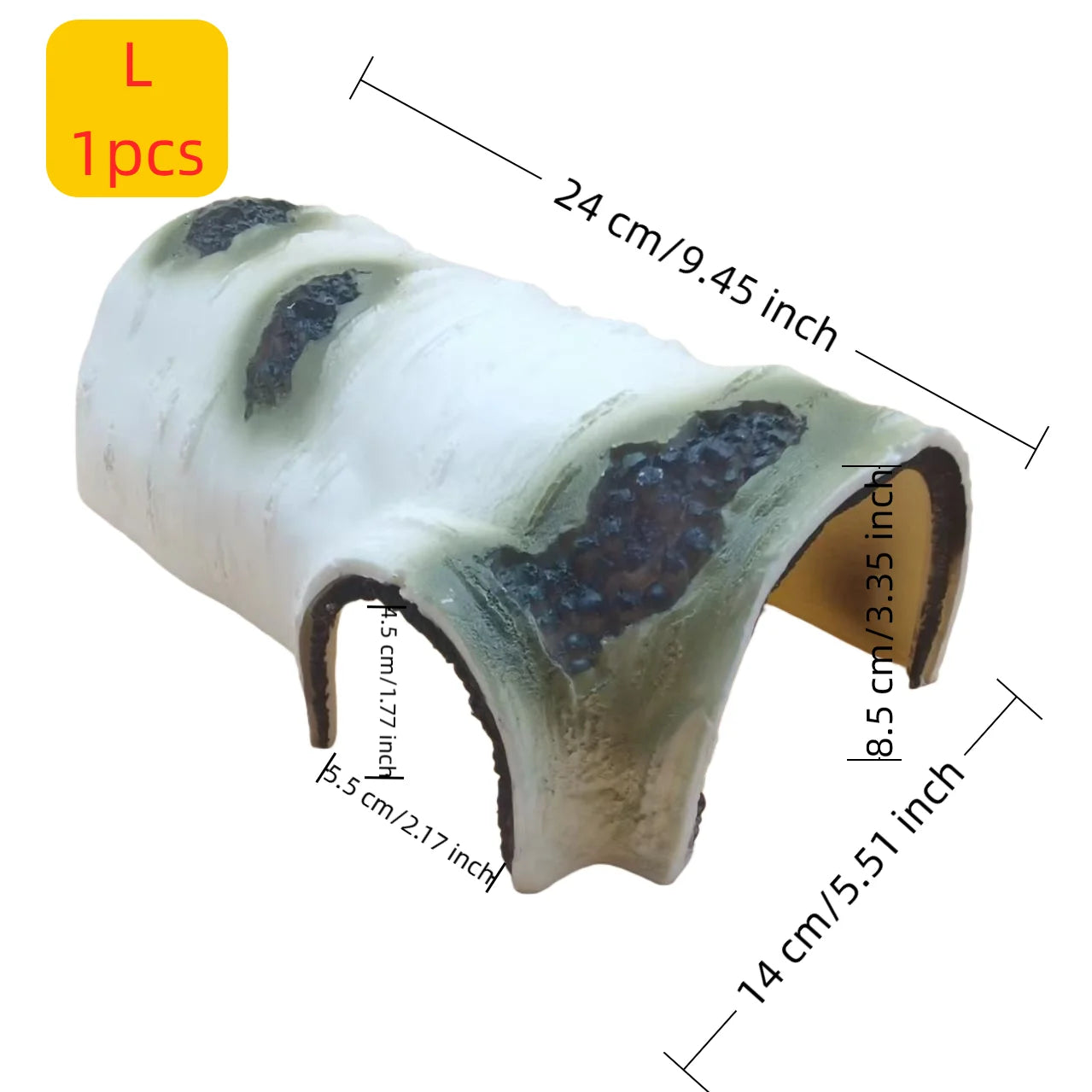Reptile Hideaway Cave – Resin Birch Wood Shelter for Lizards & Amphibians