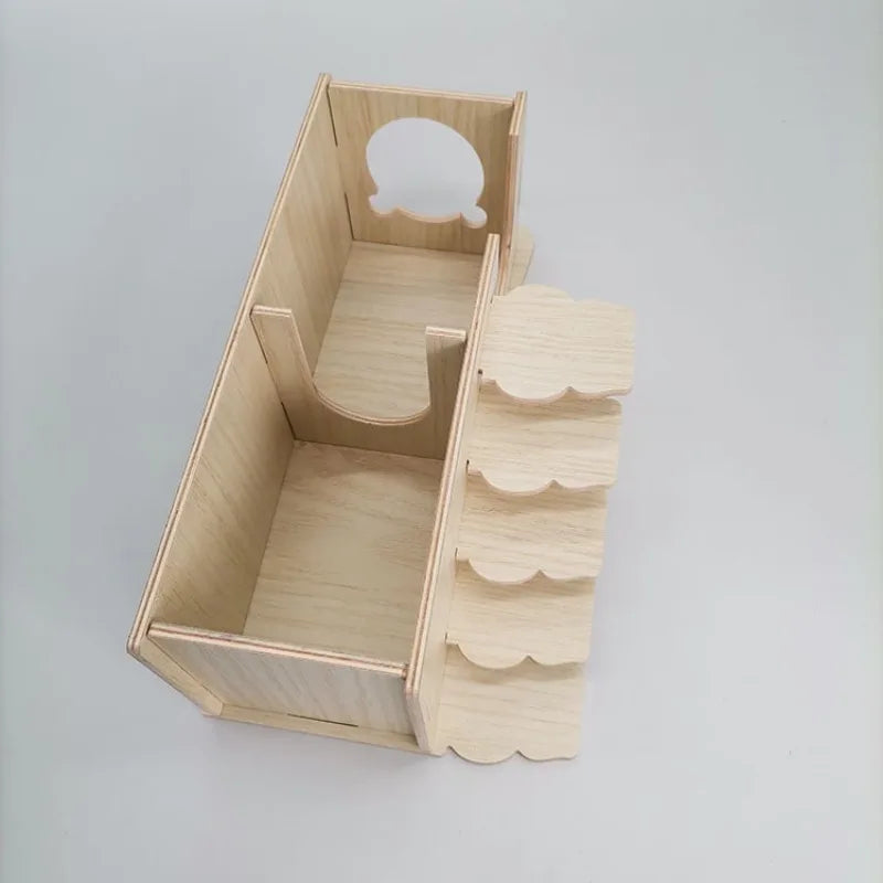 Wooden Hamster Maze House – Multi-Bedroom Nest & Platform
