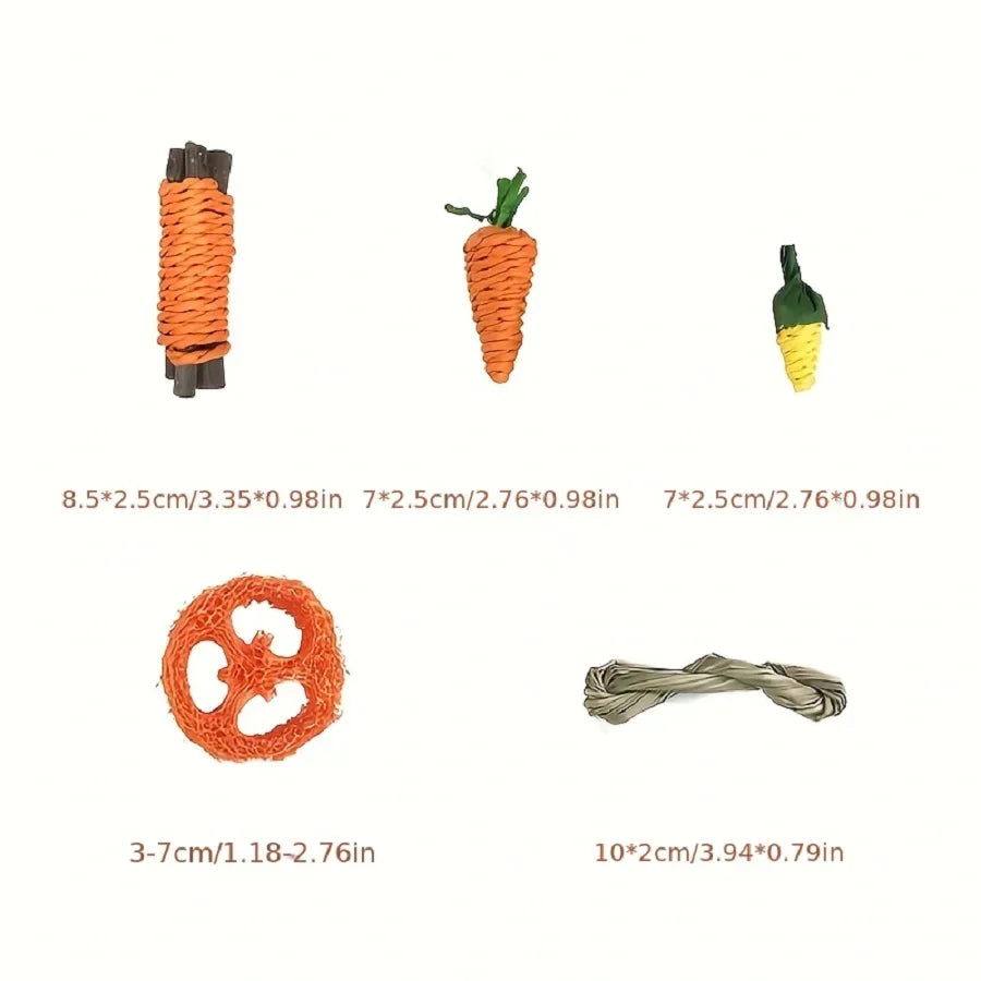 Pet Tooth Grinding Set – Chew Toys & Snacks for Rabbits, Guinea Pigs & Hamsters