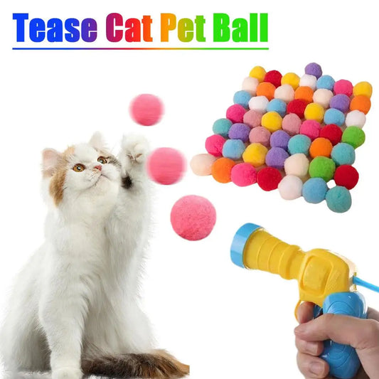 Interactive Cat Toy Gun – Mini Plush Ball Launcher for Kitten Training and Play