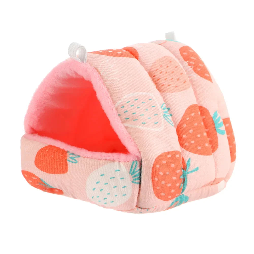 Cute Cartoon Mini Pet Bed – Warm Winter Nest for Guinea Pigs, Rabbits & Hamsters