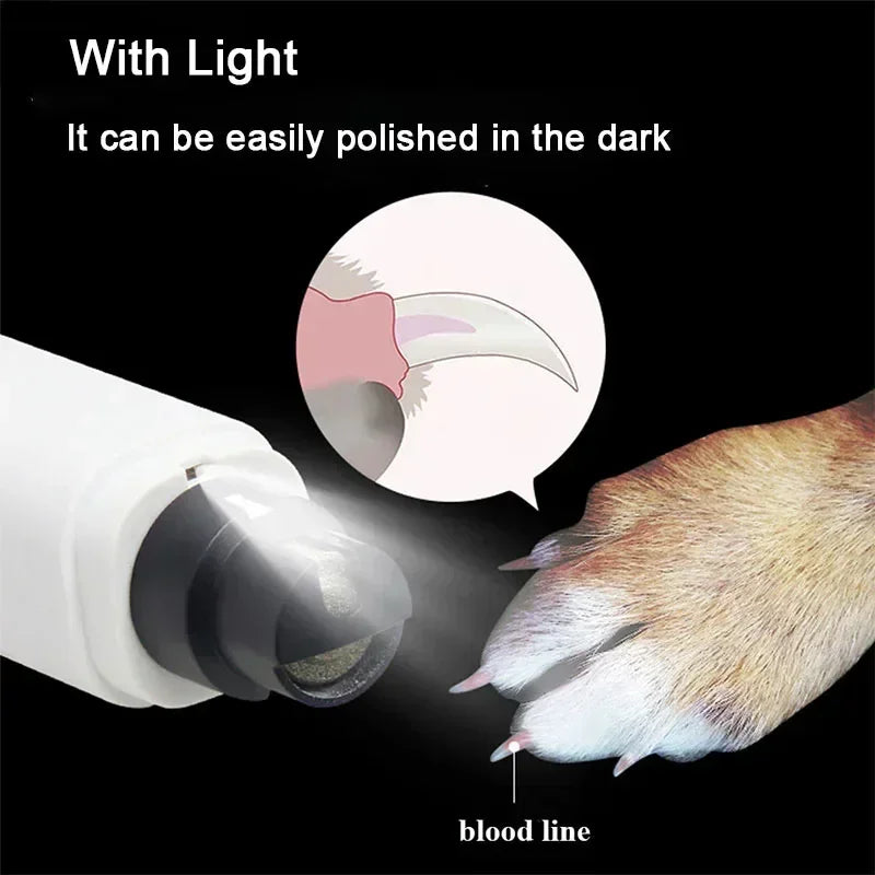 Rechargeable Electric Pet Nail Grinder – Quiet Clipper with LED Light for Dogs & Cats