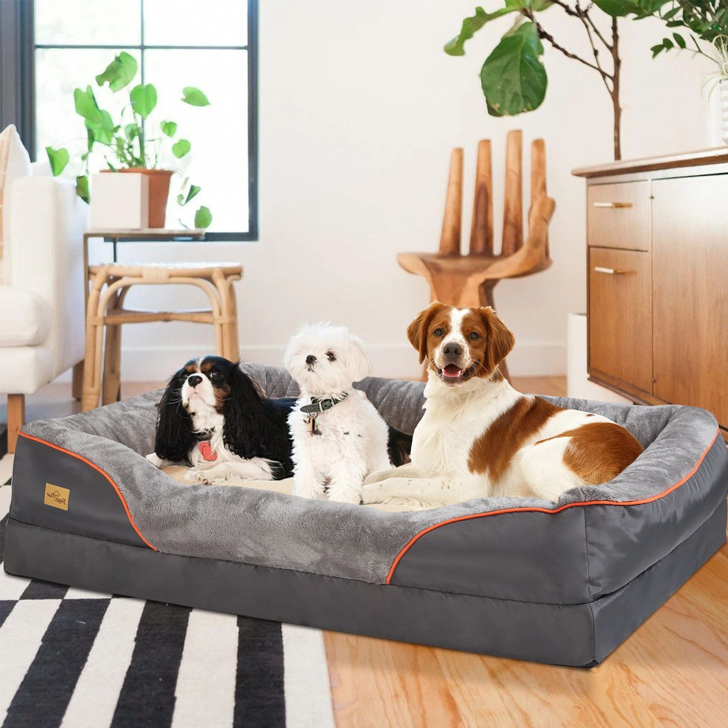 Orthopedic Dog Bed – Super Soft Pet Sleeping Mat with Foam Support, Bolster & Removable Cover | Sizes L–3XL