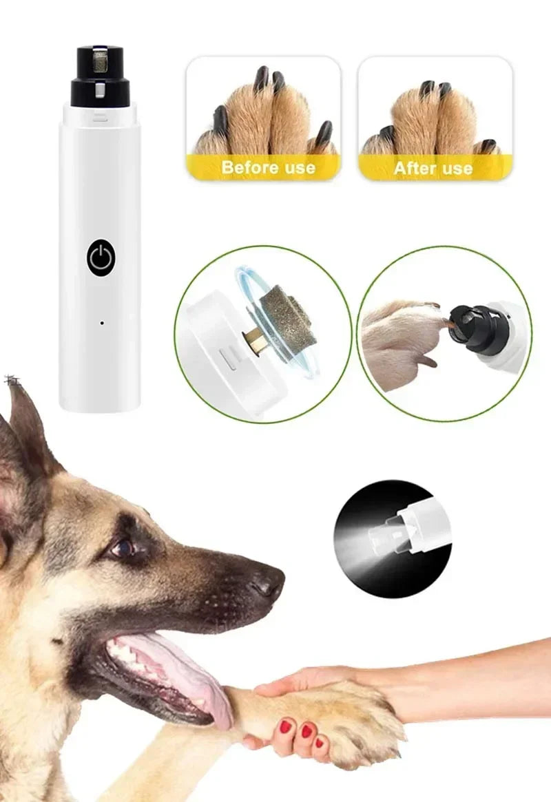 Rechargeable Electric Pet Nail Grinder – Quiet Clipper with LED Light for Dogs & Cats