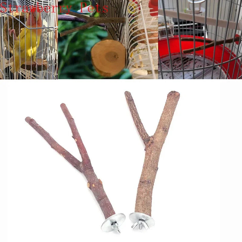 Natural Wood Branch Stand – Chew Toy Perch for Parrots, Hamsters & Birds