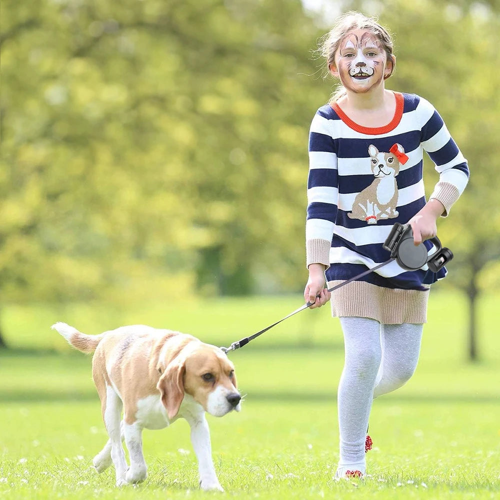 5m Retractable Dog Leash – Automatic Dog Lead with LED Flashlight & Waste Bag Dispenser