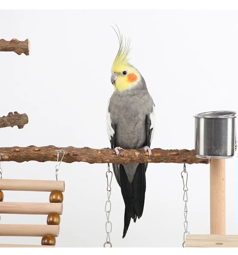 Pepper Wood Parrot Platform – Climbing Net, Ladder, Swing & Bridge Toy