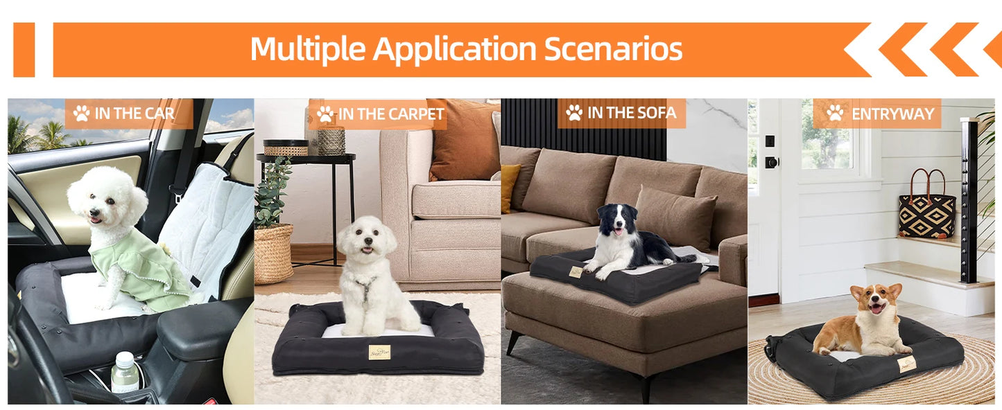 Portable Dog Car Seat – Travel Bed with Safety Belt | Waterproof Pet Booster & Cushion