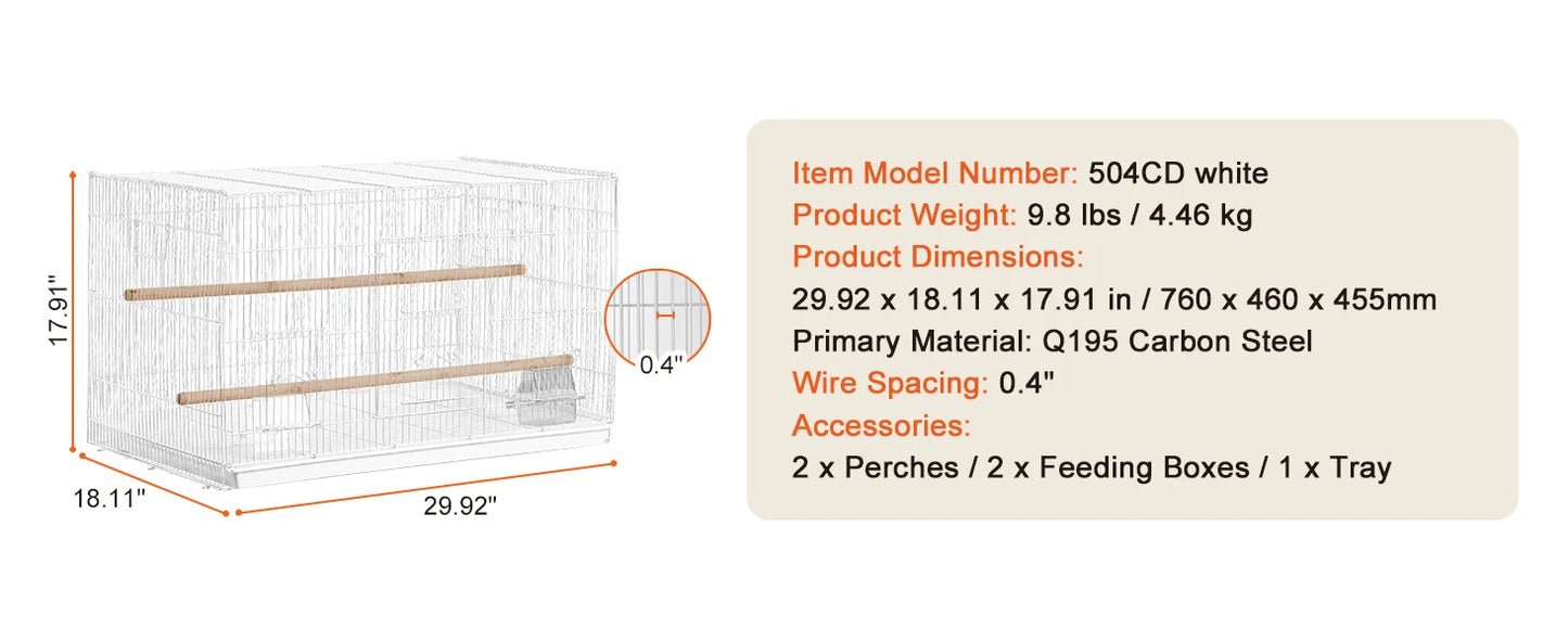 Stackable Flight Bird Cage – Divided Travel Cage with Handle & Perch for Birds
