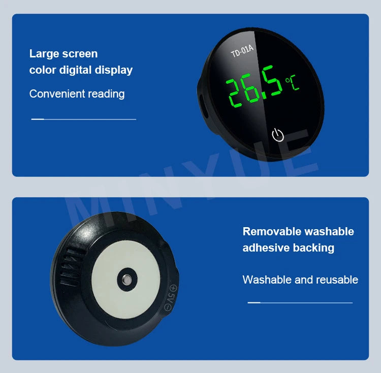 LCD Digital Aquarium Thermometer – Type-C Charging, High Precision -9.9-50℃