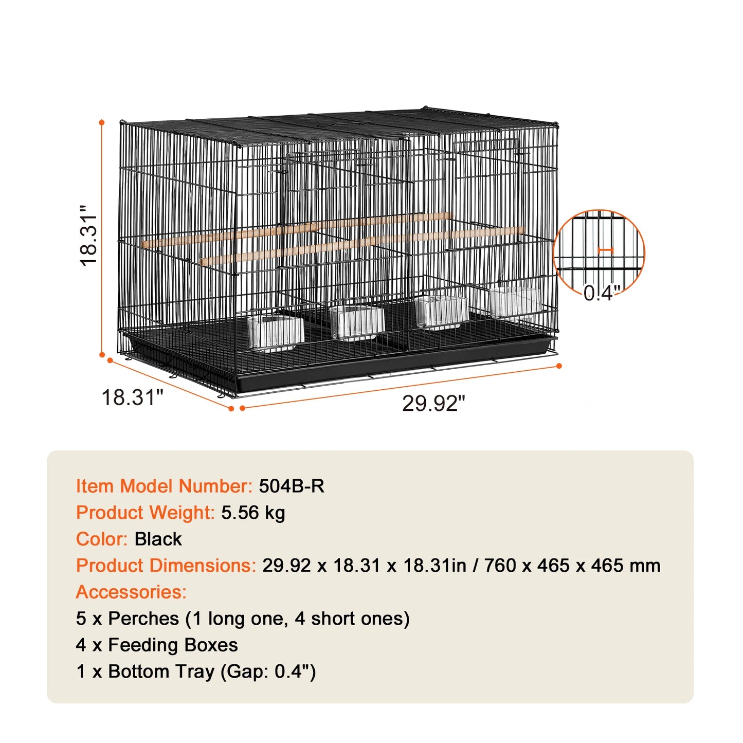 Stackable Flight Bird Cage – Divided Travel Cage with Handle & Perch for Birds