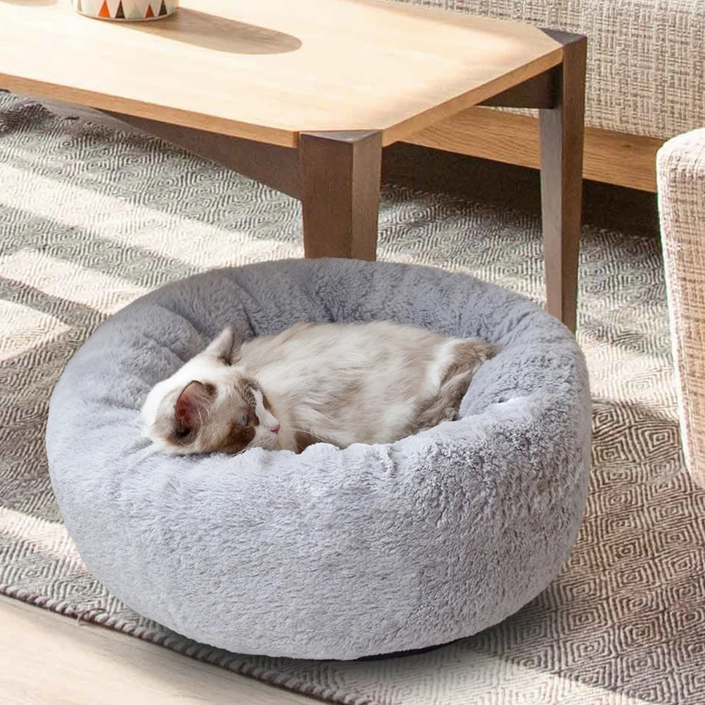 Warm Donut Pet Bed – Plush, Machine-Washable Dog & Cat Sleeping Nest