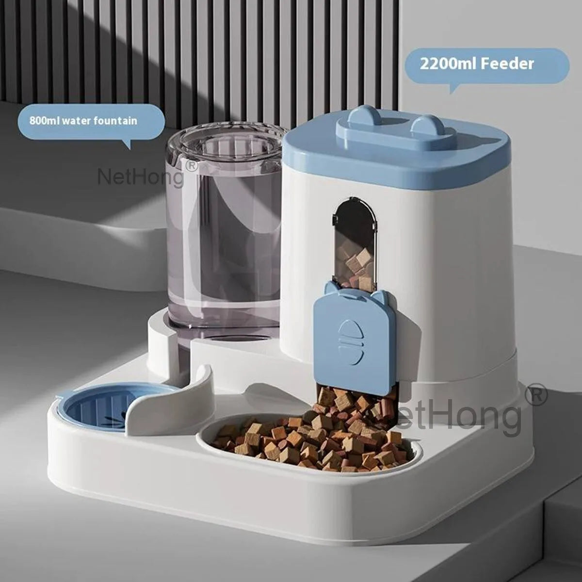 Automatic Cat Dispenser Set 2 In 1 Tilted Pet Food And Water Feeder